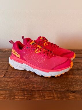 Hoka Women's One One Challenger ATR 6 Hot Pink and Orange Trail Running Shoes